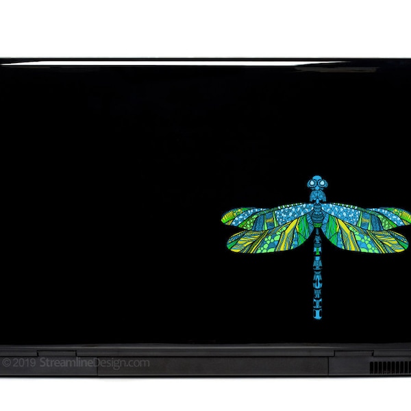 Blue Green Dragonfly Laptop Decal | dragonfly art FREE SHIPPING stocking stuffer car decal dragonfly sticker dragonfly decal iphone decal