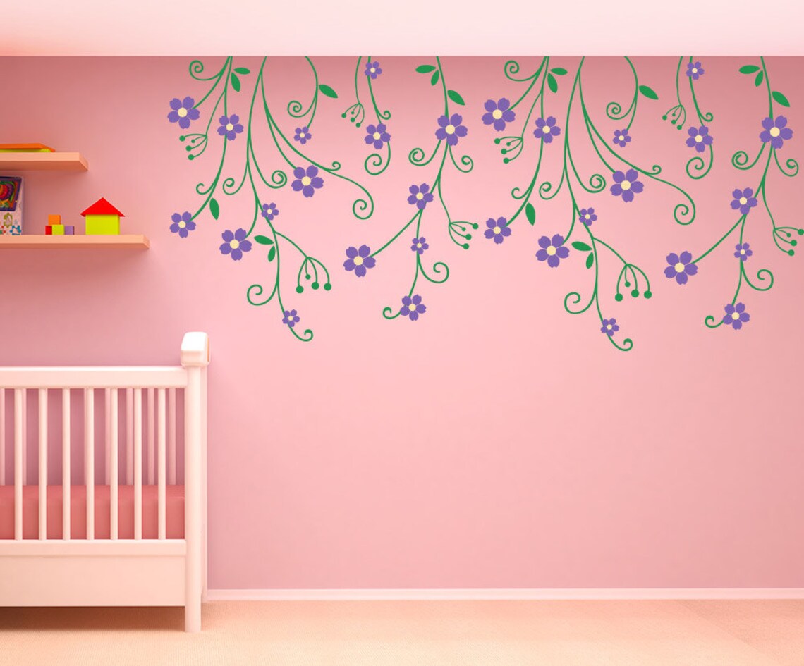 Flower Vines Wall Decal vinyl wall decal flower bedroom Etsy
