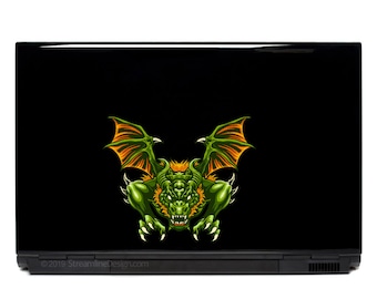 Green Dragon Laptop Decal: Fantasy Creature Vinyl Sticker