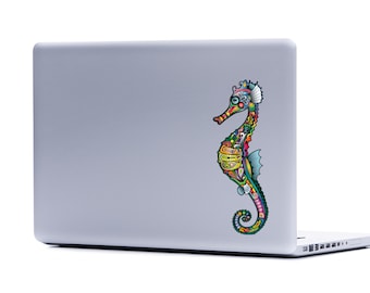 Ornate Seahorse Vinyl Decal | Laptop macbook yeti car window sticker animals under the sea ocean nautical beach decor tablet computer