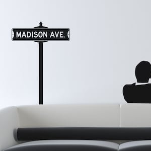 Vintage looking street sign wall vinyl decal that reads Madison Ave.