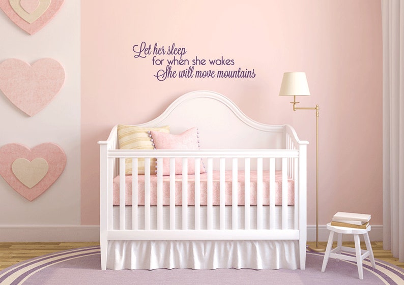let her sleep wall decal baby girl nursery wall art wall | etsy