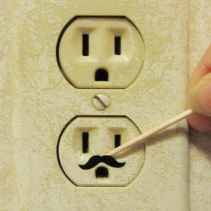 Electric Outlet Mustache Stickers set of six free shipping stocking stuffer fun gift idea hipster gag gift mustache decals fun gift image 4
