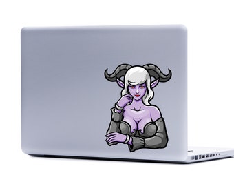 Horned Elf Gamer Girl Laptop Decal | FREE SHIPPING elf laptop decal yeti cup decal elf car decal phone decal stocking stuffer sexy elf decal