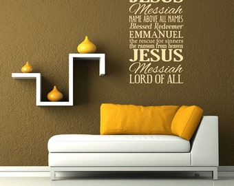 Names of Jesus Wall Decal | jesus christ christian wall art scripture wall art religious christian art bible verse scripture wall decal