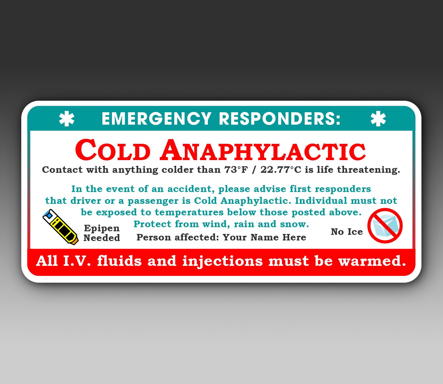Cold urticaria medical bracelet sale