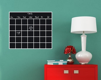 Square Chalkboard Calendar Removable Wall Decal Includes Chalkboard Marker | calendar organizer calendar chalkboard monthly calendar