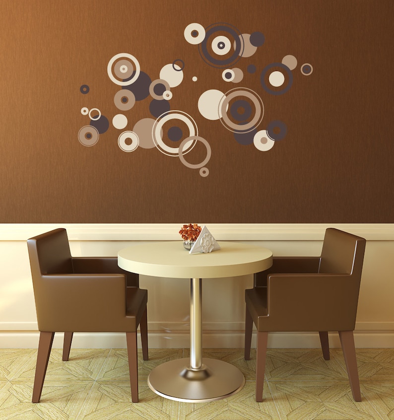 Shades of Color Circles Wall Decal removable wall stickers retro art deco sixties customizable artsy bedroom wall decal office wall decals