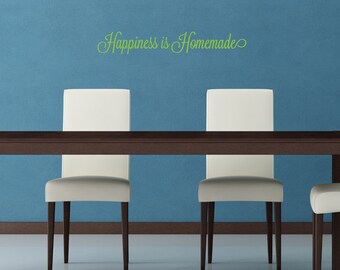 Happiness is Homemade Removable Vinyl Wall Decal | Kitchen wall decal wall sticker craftroom wall decor art room wall art cooking baking