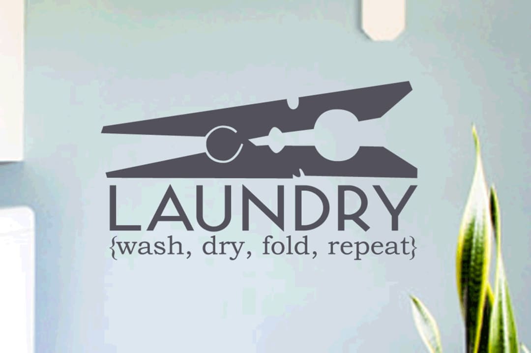 Laundry Clothes Pin Wall Decal | Laundry Room Wall Decor Wall Sticker ...