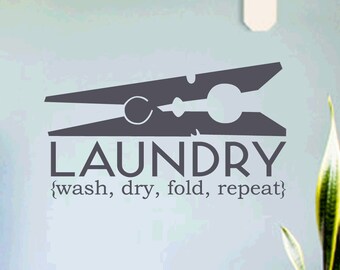 Laundry Room Clothespin/ Clothes Pin Wall Decal Wall Art Wallpaper ...