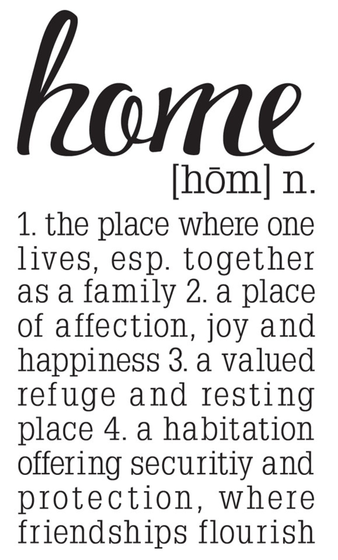 The Definition of Home Removable Vinyl Wall Art Home Wall Etsy