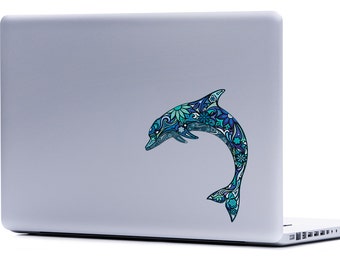 Dolphin Laptop Decal | Vinyl Decal Macbook sticker car window decal under the sea dolphins nautical ocean iphone yeti sticker cell phone