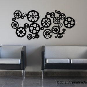 Steampunk Gears Wall Decal | steampunk decor mechanical wall sticker gears decals steampunk wall art clockworks engineer decorating ideas