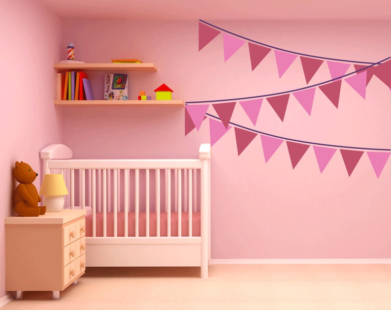 Banner Flag Wall Decal nursery wall art kids bedroom teen Etsy