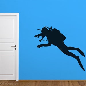 Underwater Scuba Diver Wall Decal wall sticker scuba diving water sports gifts for divers ocean childrens room wall vinyl aquarium image 1