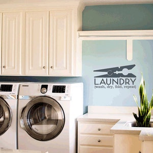 Laundry Clothes Pin Wall Decal | Laundry Room Wall Decor Wall Sticker ...