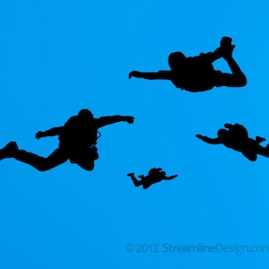 Smaller Skydivers Vinyl Wall Art | skydiving outdoor sports airplane skydiver parachuting parachuter wall decal wall stickers skydiver