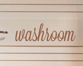 Washroom Removable Wall Decal | bathroom sign bathroom decals bathroom door bathroom wall art bathroom decor wall sticker bathroom sign