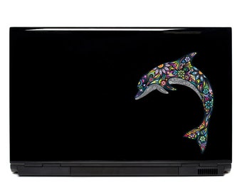 Dolphin Vinyl Decal | dolphin sticker yeti cup iphone decal decal psychedelic laptop decal stocking stuffer car window sticker sea animals