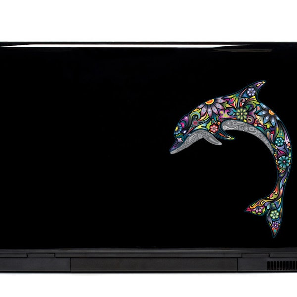 Dolphin Vinyl Decal | dolphin sticker yeti cup iphone decal decal psychedelic laptop decal stocking stuffer car window sticker sea animals