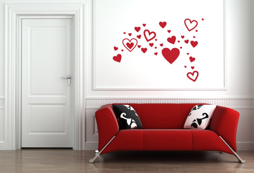 Set of 35 Hearts Wall Decals Valentines Day Heart Cut Outs Love Heart