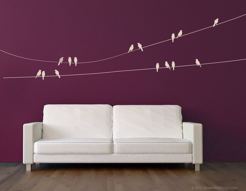 Birds on Wires Removable Wall Decor Bird Wall Decal Birds Etsy