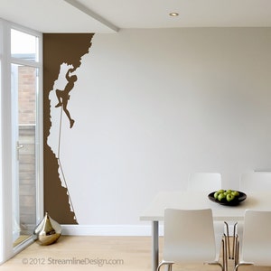 Rock Climbing Vinyl Wall Decal: 8ft Tall Climber Silhouette #1