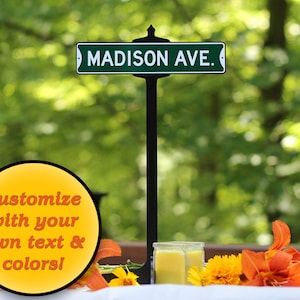 Wedding Table Custom Street Sign and stand reception sign table centerpiece custom wedding signs table numbers wedding planner table decor image 1