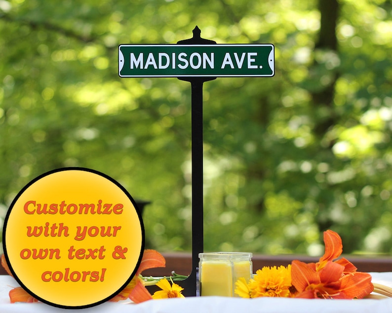 Wedding Table Custom Street Sign and stand reception sign table centerpiece custom wedding signs table numbers wedding planner table decor image 1