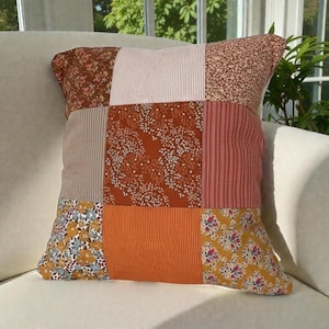 Patchwork cushion cover, earthy brown colours