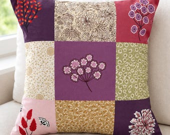 Patchwork Cushion Cover, Floral Cottage Style Cushion, Country Home Decor