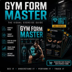 Può includere: Il pacchetto della guida visiva agli esercizi Gym Form Master include una scatola nera e schede didattiche con testo, tra cui Gym Form Master, The Visual Exercise Guide, Complete Bundle Edition, 600+ Exercises e Bicycle Crunch Abs.