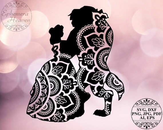 Beauty And The Beast Svg Mandala Svg File Disney Zentangle Etsy