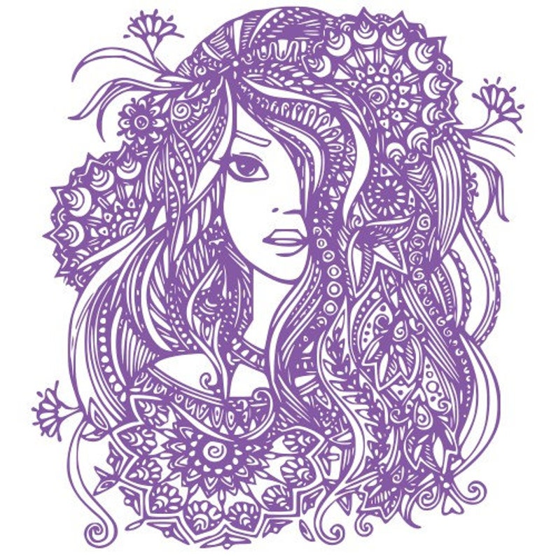 Flower Girl SVG Mandala SVG File Zentangle Cut File | Etsy