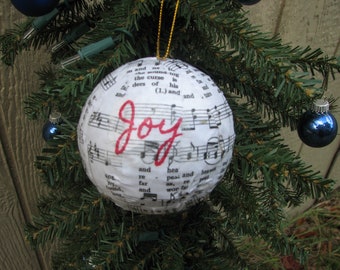 Ornament Sheet Music Joy to the World papier mache