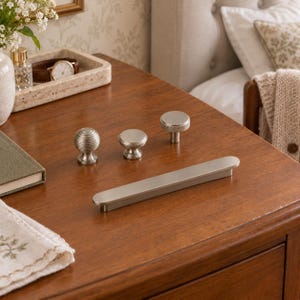 Brushed Nickel Cabinet Knobs and Drawer Pulls, Rounded Handles for Dressers and Kitchen Cabinets