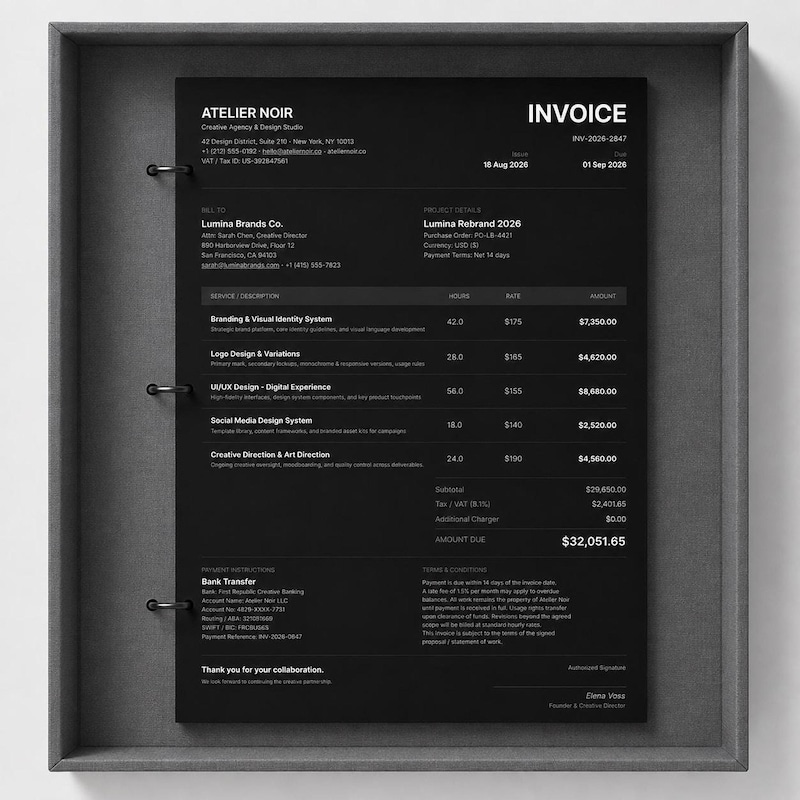 Invoice Template Dark - Etsy UK