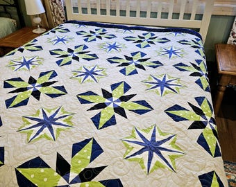 Handmade Queen Size Star Block Quilt