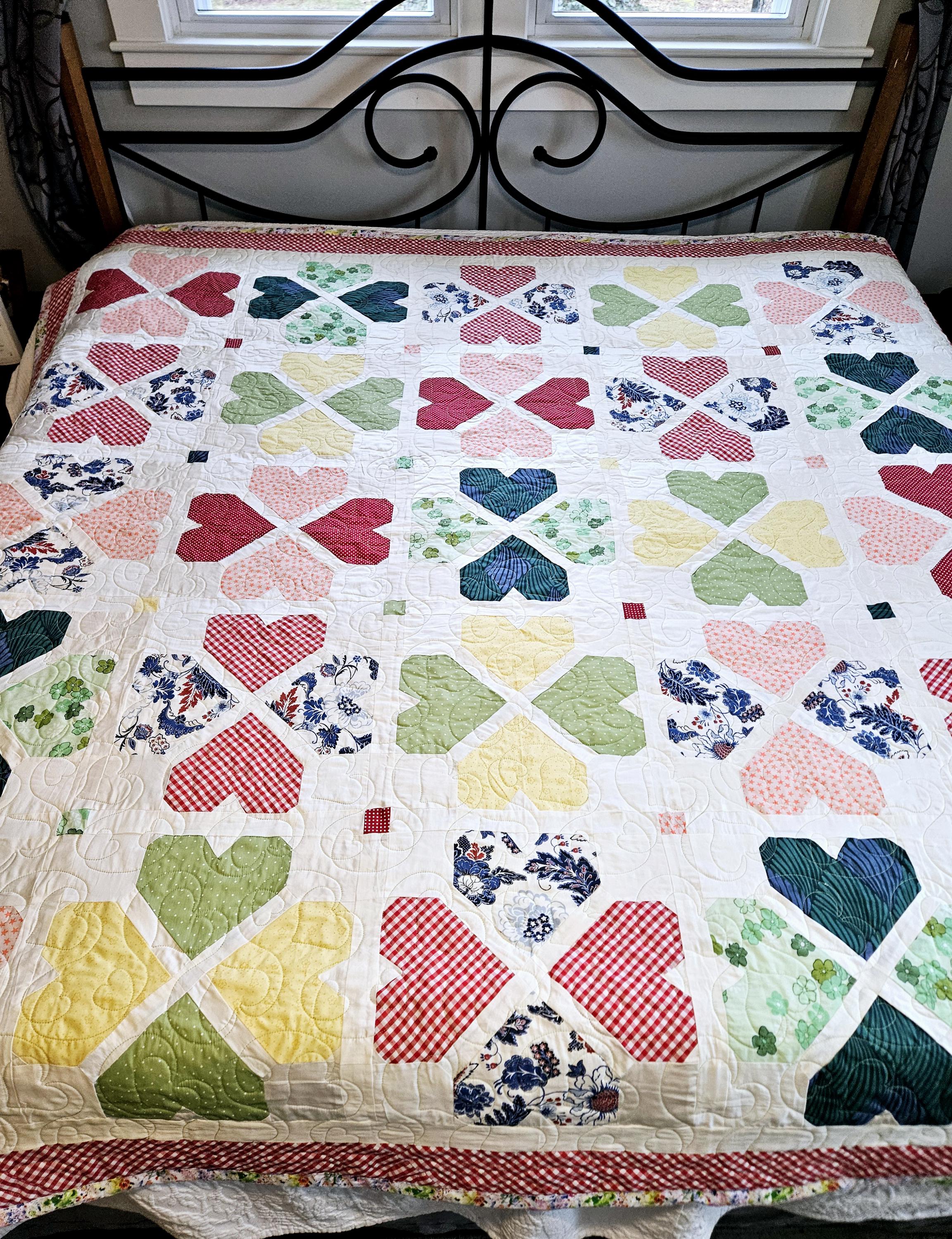 Handmade Queen Size Heart Block Quilt