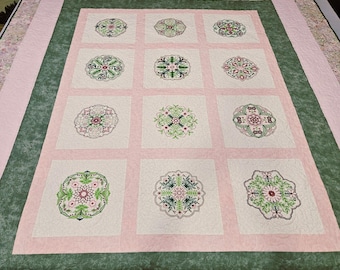 Applique Block Twin Size Quilt