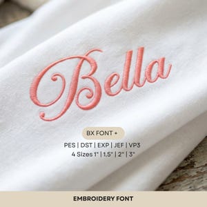 Broderitypsnitt med manus, elegant kursivt broderitypsnitt, PES DST BX-typsnitt (digital nedladdning)