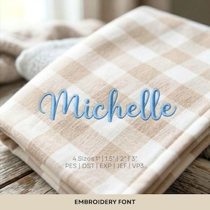 Cursive Embroidery Font, Script Machine Embroidery Font, A-Z Satin Alphabet (Digital Download)