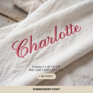 Script Embroidery Font, Elegant Cursive Embroidery Font, Bridal Wedding Style, PES DST BX Font (Digital Download)
