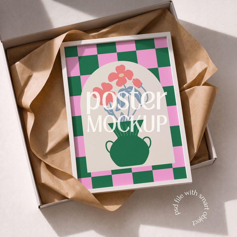 Poster Packaging Mockup, Poster in a Box Mockup, Framed Art Shipping ...