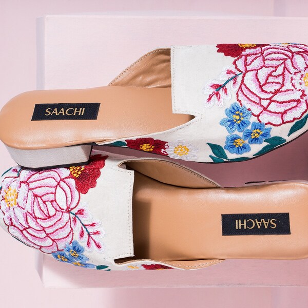 floral block heels