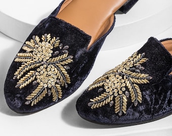 light blue velvet shoes