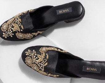 beaded mules flats