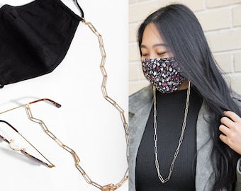 Paper Clip Face Mask Chain Gold Chain Mask Holder, Face Mask Necklace, Glasses Chain Mask Necklace, Mask Chain Holder, Sunglasses Holder