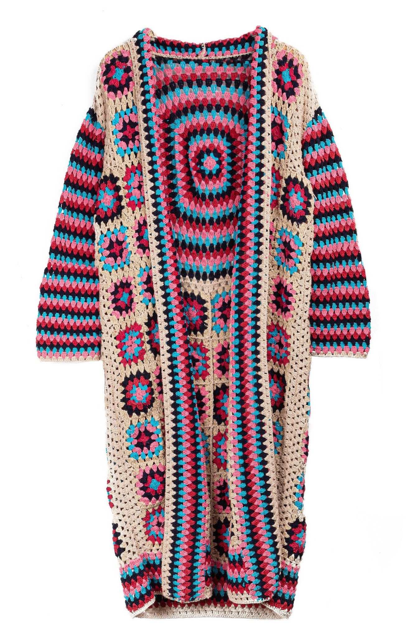 100% Cotton Granny Square Crochet Kimono - Etsy